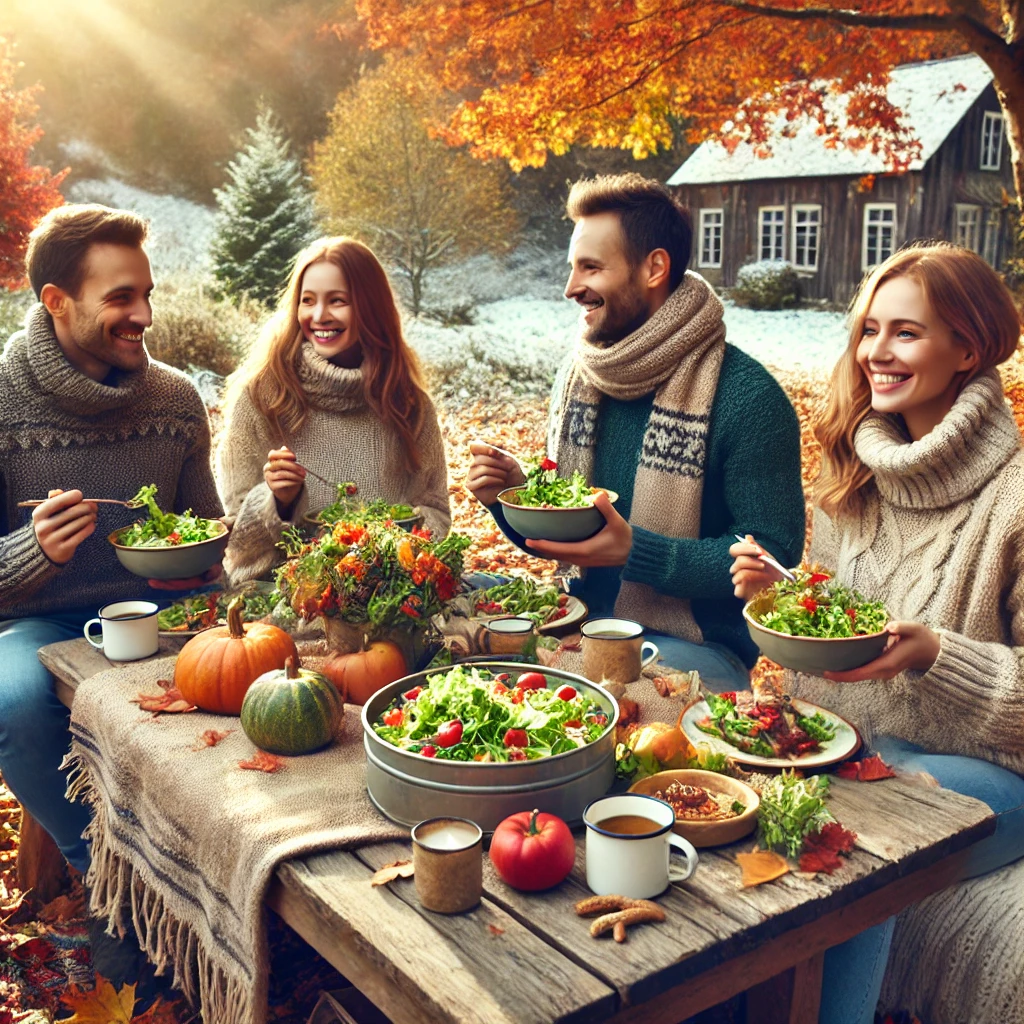 healthy people enjoying Seasonal Fall and Winter Salads